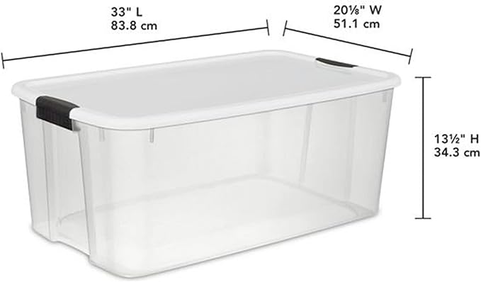 Sterilite 8 Pack Ultra Storage Totes, Lidded Plastic Containers, 116 Qt and 70 Qt, Clear