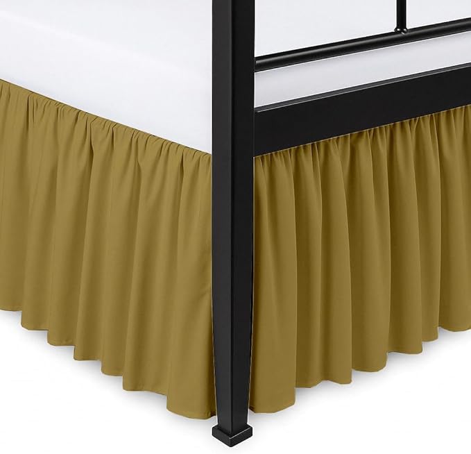 Ruffled Bed Skirt Split Corners with Platform, Tailored Fit Hotel Quality Wrinkle Free Ultra-Soft Microfiber Dust Ruffle, Upto 16 Inch Drop, Full XL, Taupe