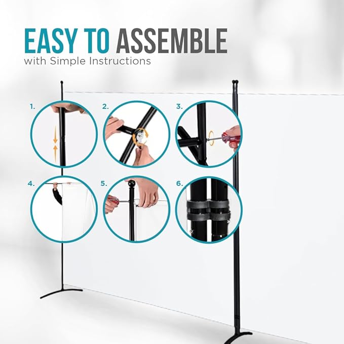 SteelAid Room Divider (Double Panel) – Folding Partition Privacy Screen for Office, Classroom, Dorm Room, Kids Room, Studio, Conference - 142" x 72" - Easy to Assemble, Freestanding & Foldable