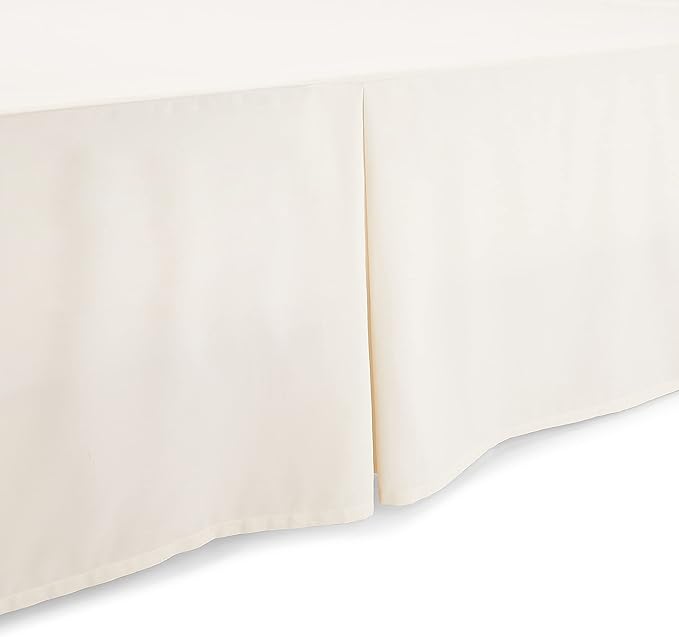 Amazon Basics Lightweight Pleated Soft Machine Washable Bed Skirt, King Size, Off White, Solid