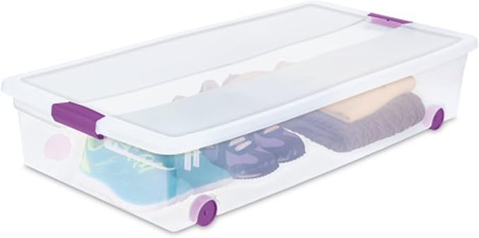 Sterilite 16-Pack 60 Quart ClearView Latch Box, Wheeled Underbed Organizer Bins with Latching Lids - Clear Plastic Organization Containers for Closet, Bedroom, Shelving Units and Everyday Home Storage