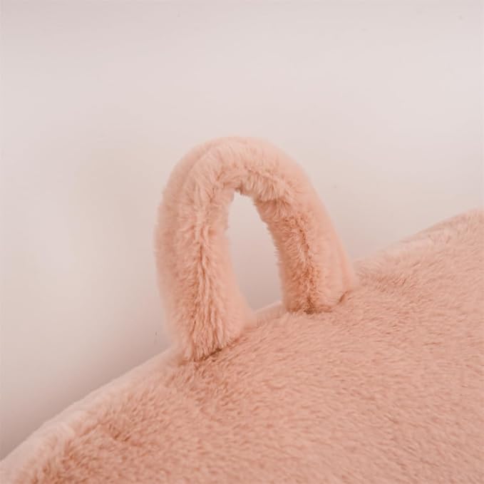 Holawakaka Large Faux Fur Bed Rest Pillow with Arms,Rabbit Fur Reading Pillows Perfect for Adults Men Women, Arm, Back, Pregnancy Lumbar & Head Neck Coccyx Lower Back Support Cushion (Blush)