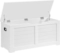 VASAGLE Storage Chest, Storage Bench with 2 Safety Hinges, Farmhouse Style, 15.7 x 39.4 x 18.1 Inches, for Entryway, Bedroom, Living Room, Cloud White ULSB061T10