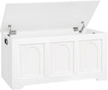 DINZI LVJ Storage Chest, 39.4” Wooden Toy Box with 2 Safety Hinges, Entryway Shoe Bench with Flip-Top, Sturdy Large Storage Trunk for Living Room, Bedroom, Playroom, Easy Assembly, White