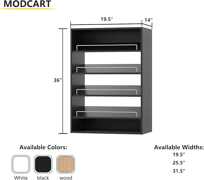 Shoe Shelf Short Tower Closet Unit, Modular Closet System, Wood Closet System Organizer with Storage for Walk In Closets, Clothing Rack for Hanging Clothes, Bedroom, Black, 19.5"W