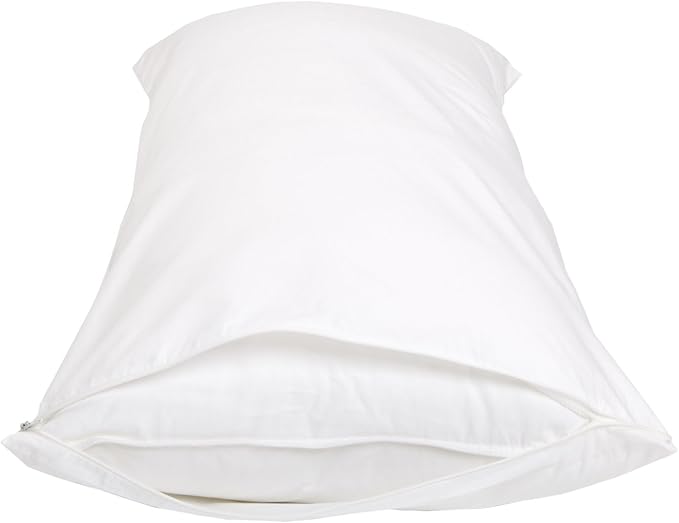 Amazon Basics Body Pillow Pillowcase with Zipper, 100% Cotton Hypoallergenic, Pillow Protector, White (55 x 21 Inches), Pillows Not Included
