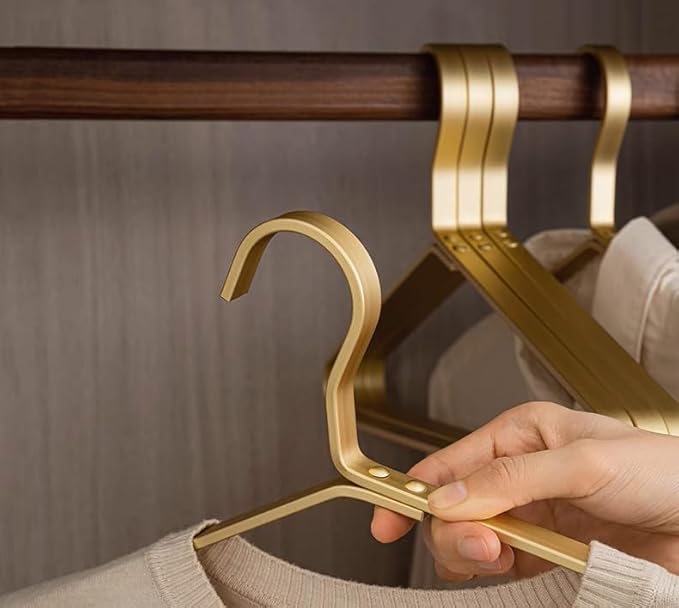 Premium Matte Gold Aluminum Coat Hangers 90 Piece Set, 16.5” Extra Smooth & Durable Metal Shirt Dress Hanger,Aluminum Alloy Hanger,Clothing Support,Clothing Hang