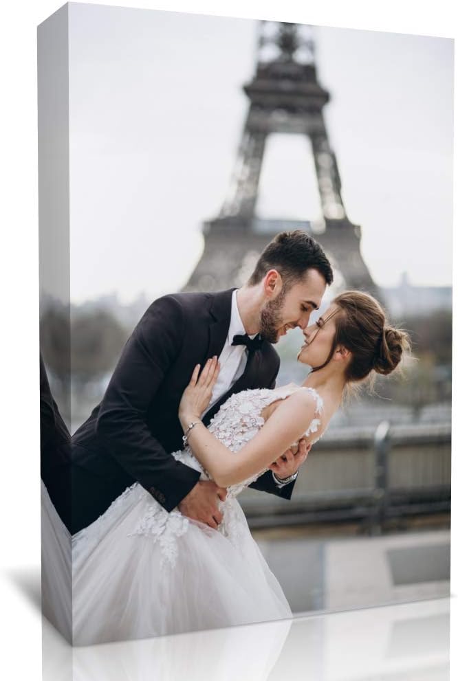 TreeDeal Custom Prints with Your Lover Photos on Canvas for Wedding, Family, Party - Personalized Canvas Pictures for Wall to Print Framed (16" x 24")