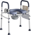 Bedside Commode for Seniors, FSA/HSA Eligible Bedside Toilet with Adjustable Width and Height, 400 LBS Weight Capacity, 16.5 Inch Extra Large Soft Seat Plate