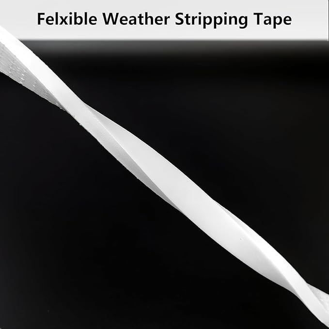 Weather Stripping Door Seal Strip, Strong Adhesive, Weatherproof, Reduce Noise, Gap Filler, Foam Insulation Tape for Doors and Windows (1/2 in x 1/8 in x 16 Ft), White