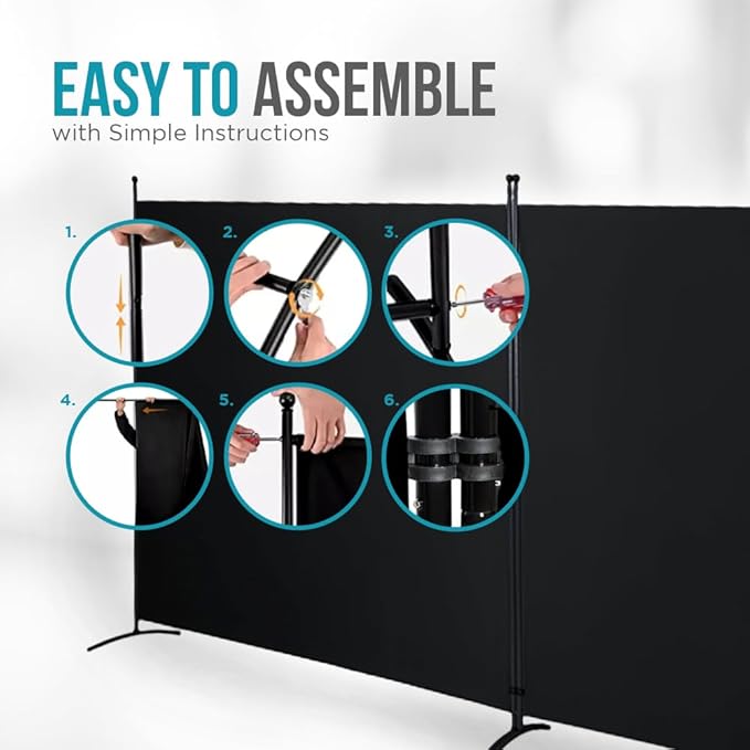 SteelAid Room Divider (Double Panel) – Folding Partition Privacy Screen for Office, Classroom, Dorm Room, Kids Room, Studio, Conference - 142" x 72" - Easy to Assemble, Freestanding & Foldable