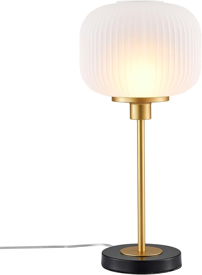 Industrial Table Lamps with Unique Glass Shade, Vintage Bedside Lamps for Bedroom, Modern Nightstand Desk Lamp for Living Room, 1 Pack