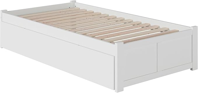 AFI Concord Twin XL Size Platform Bed with Footboard & Twin XL Trundle in White