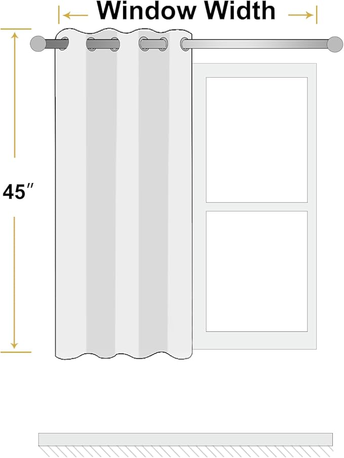 ChrisDowa 100% Blackout Light Grey Solid Curtains 45 Inches Long 2 Panels for Bedroom Living Room,Farmhouse Room Darkening Thermal Insulated Soundproof Grommet Top Window Treatment Drapes,52x45