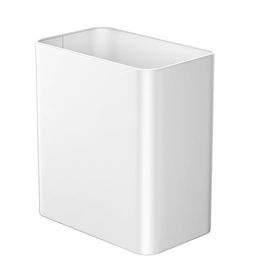 Veelesa Small Bathroom Trash Can 2.4 Gallon Wastebasket Slim Metal Garbage Can Stainless Steel Trash Bin for Bedroom,Office,Kitchen,Toilet, rv, Near Desk, Under Sink (White)