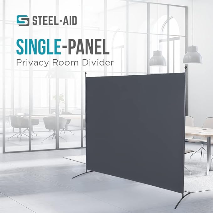 Steel-AID Single-Panel Privacy Room Divider – Folding Partition Privacy Screen for Office, Classroom, Dorm Room, Kids Room, Studio, Conference - 71" x 72" - Easy to Assemble, Freestanding & Foldable