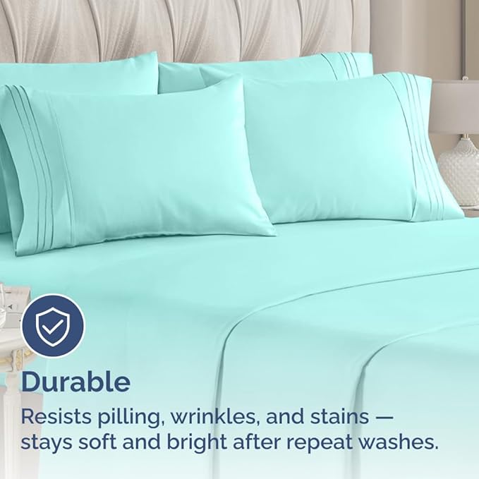 Queen Pillow Cases Set of 8 - Ultra Soft Hotel Quality Pillowcase Covers - Comfy, Cozy & Wrinkle Free - Shrink, Stain and Fade Resistant - Machine Washable Pillow Protectors - 8 Piece Set - Spa Blue