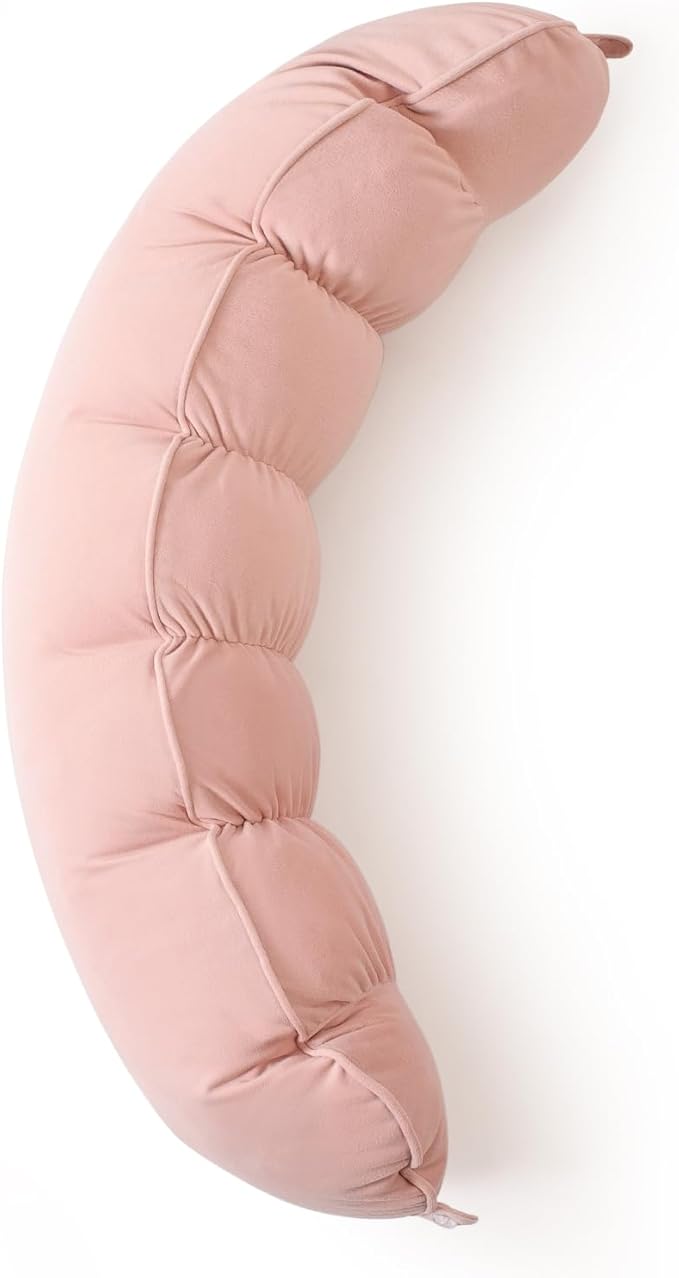 Peallow(Pat. Pend) – Long Round Body Pillow for Adults, Bolster Pillow for Sleeping, Soft and Supportive Pillow for Sleeping & Lumbar Support (Soft Pastel Pink, 39")