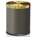 4 Gallon / 15L Trash Can Bathroom with Swing Lid, Grey Gold Garbage Can, Leather Modern, Large Office Waste Basket, for Bedroom, Kitchen, Powder Room, Hotel, Business(15L Grey)