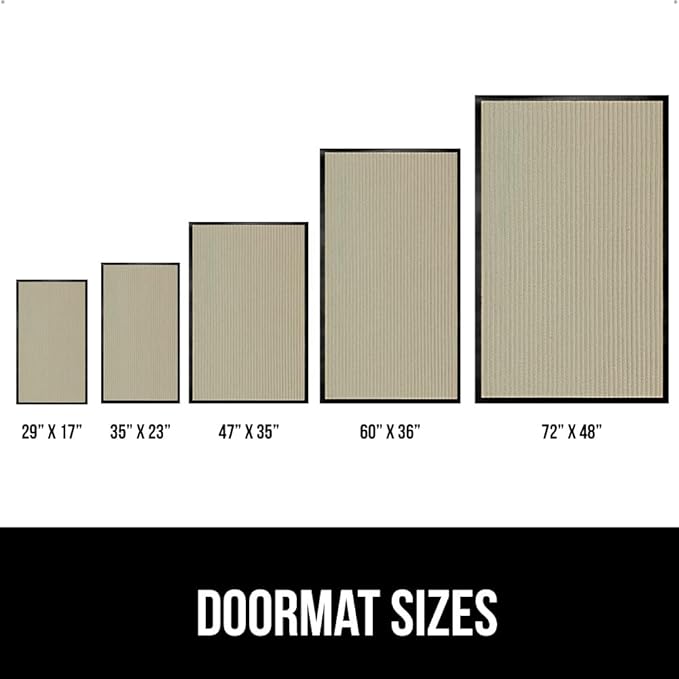 GORILLA GRIP Waterproof Traffic Guard Door Mat, Heavy Duty Entryway Mats, Strong Rubber Back Commercial Utility Rugs for Office Hallway, Garage Floor and Home, Low Profile Carpet Runner, 29x17, Beige