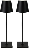Cordless Table Lamp, Rechargeable Table Lamp with Touch Dimmable Control, Portable LED Desk Lamp for Indoor Patio (Black-Rectangle, 2)
