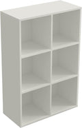 OSCHF 6-Cube Storage Shelf Bookcase - Wooden 3-Tier Floor Standing Open Bookshelf for Home and Office, Display Cabinet, Warm White