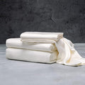 LUXOME Luxury Sheet Set | 100% Rayon (Viscose) from Bamboo | Twin Size - Ivory | Deep Pockets | 3-Piece Set (Fitted, Flat, Pillowcase)