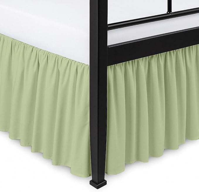 Ruffled Bed Skirt Split Corners with Platform, Tailored Fit Hotel Quality Wrinkle Free Ultra-Soft Microfiber Dust Ruffle, Upto 14 Inch Drop, Full, Sage