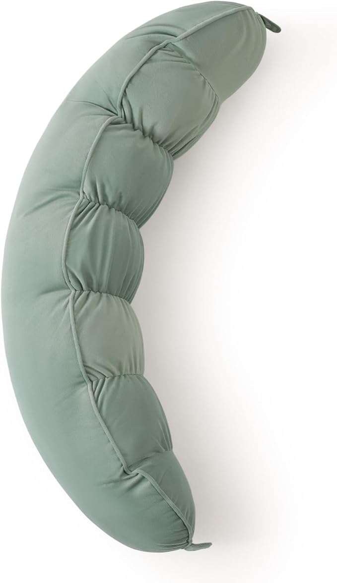 Peallow(Pat. Pend) – Long Round Body Pillow for Adults, Bolster Pillow for Sleeping, Soft and Supportive Pillow for Sleeping & Lumbar Support(Willow Green,39")