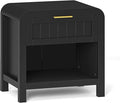IKENO Wood Nightstand with Storage Drawer, 21" Wide Night Stand with Curved Profile Design, Bedside End Table for Bedroom, Living Room, Closet (1, Black, 1 Drawer)