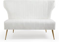 50’’ Armless Loveseat Sofa, Comfy Upholstered Velet Small Couch Sofa with Gold Legs, 2 Seater Tufted Modern Couch for Living Room, Bedroom, Apartment Small Space (White)