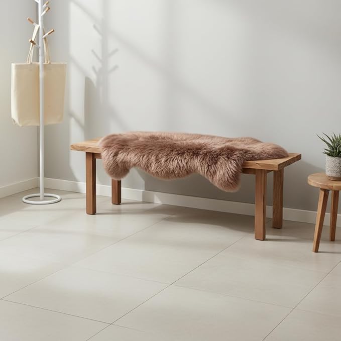 Super Area Rugs Buff Tan Sheepskin Rug Genuine Single 2x3ft Pelt Fluffy Fur Seat Cushion and Chair Cover