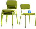 Stackable Chairs Indoor Set of 4, Dining Chair Ser for 4, Armless Stacking Chairs with Sturdy Metal Legs for Living Room, Office Chair for Guest, Green.