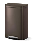 GarveeHome Stainless Steel Kitchen Trash Can, 13 Gal / 50 L Step-On Garbage Bin with Soft Close Lid, Large Rustproof Metal Trash Can for Kitchen, Brown