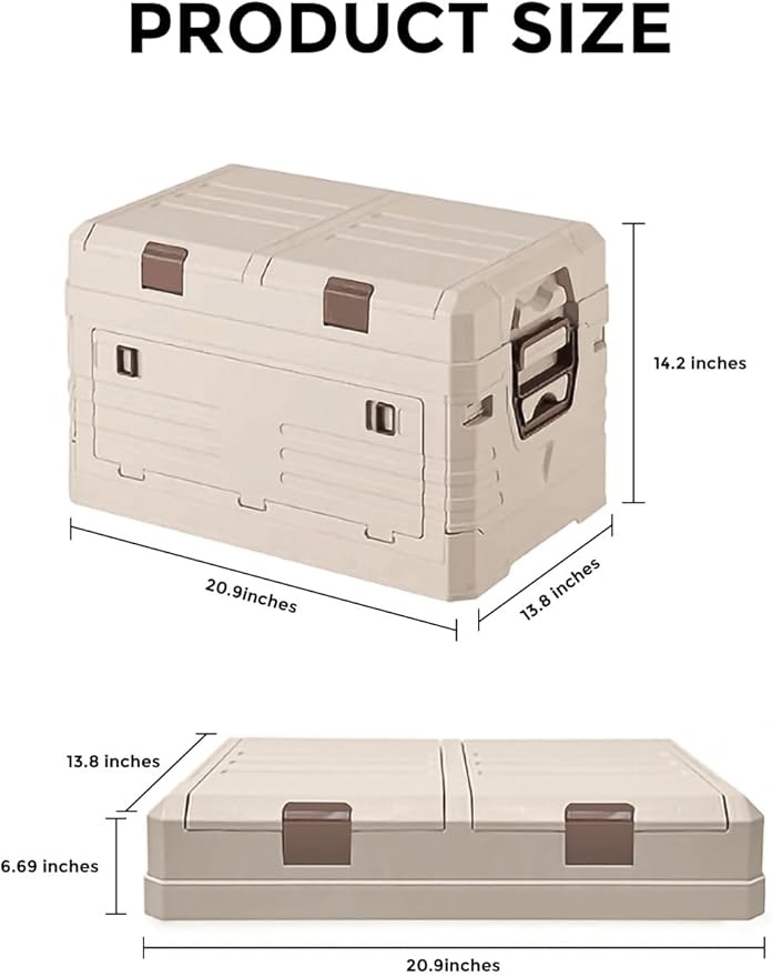 Greenery 60L Collapsible Box with handles, Double-Layer Storage Box with Lids ideal for Camping, Daily Items, Snacks, Clothing storage, Tools