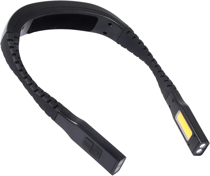 Rechargeable Neck Light with Dual-Sided LED, 1200mAh Battery, Large Velvet Neck Pad, Perfect for Bed Reading, Knitting, Camping, and Book Lovers(Black)