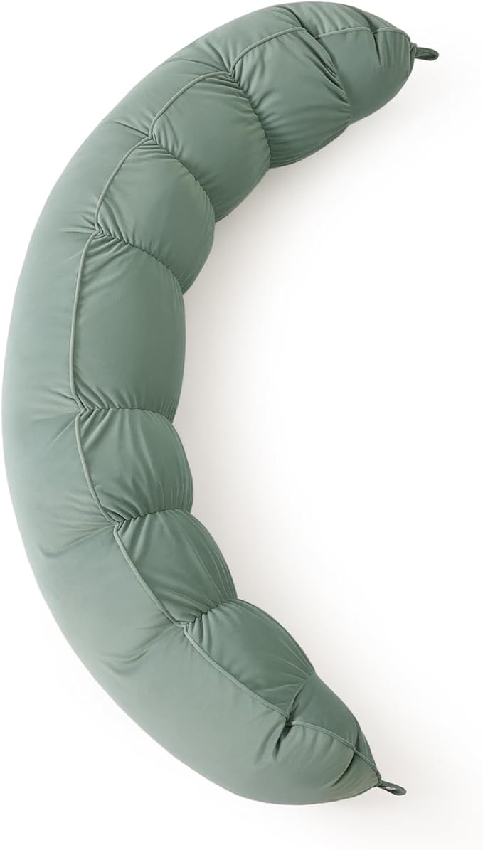Peallow(Pat. Pend) – Long Round Body Pillow for Adults, Bolster Pillow for Sleeping, Soft and Supportive Pillow for Sleeping & Lumbar Support(Willow Green,59")