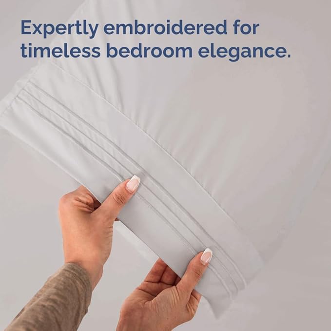 Queen Pillow Cases Set of 8 - Ultra Soft Hotel Quality Pillowcase Covers - Comfy, Cozy & Wrinkle Free - Shrink, Stain & Fade Resistant - Machine Washable Pillow Protectors - 8 Piece Set - Light Grey