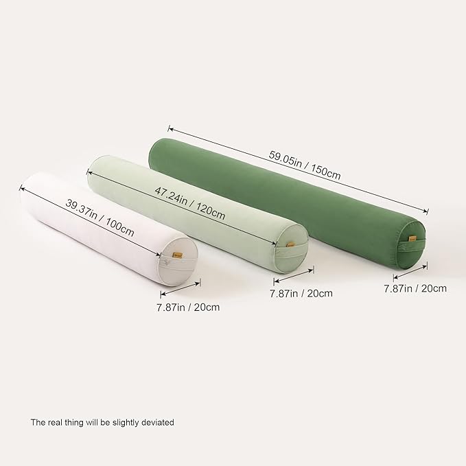 Bolster Pillow for Bed – Long Round Body Pillow for Adults, Cuddle Pillow for Sleeping, Full-Length Support,39.37 x 7.87 Inches,Celadon Green