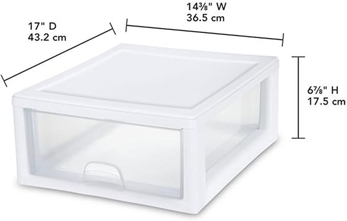 Sterilite 24-Pack 16 Quart Stacking Drawer, Clear Storage Closet Organizer, White Frame - Stackable Modular Plastic Drawers for Clothes, Accessories, Craft Supplies, Shoes or Linens