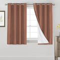 PrinceDeco Primitive Textured Linen 100% Blackout Curtains for Bedroom/Living Room Blackout Curtains 54 Inches Long, Energy Saving Window Treatment Curtains with White Liner (2 Panels, Washed Spice)