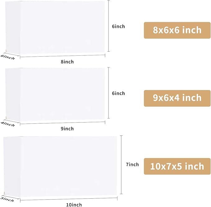 36Pcs Shipping Boxes,8x6x6 & 9x6x4 & 10x7x5 Mix and match Small Shipping Boxes,3 Sizes 12PCS Each shoe boxes cardboard.