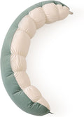 Peallow(Pat. Pend) – Long Round Body Pillow for Adults, Bolster Pillow for Sleeping, Soft and Supportive Pillow for Sleeping & Lumbar Support (Green-White, 59")