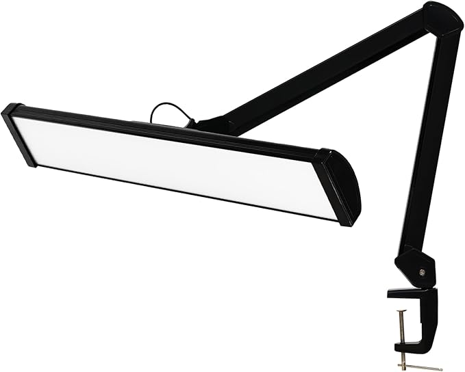 LED Architect Desk Lamp with Clamp, Metal Swing Arm 4500 Lumens Dimming Office Table Lamp for Task Work Drafting Reading Desktop, 342PCS Bright LEDs, 50W Workbench Lamp(Black)