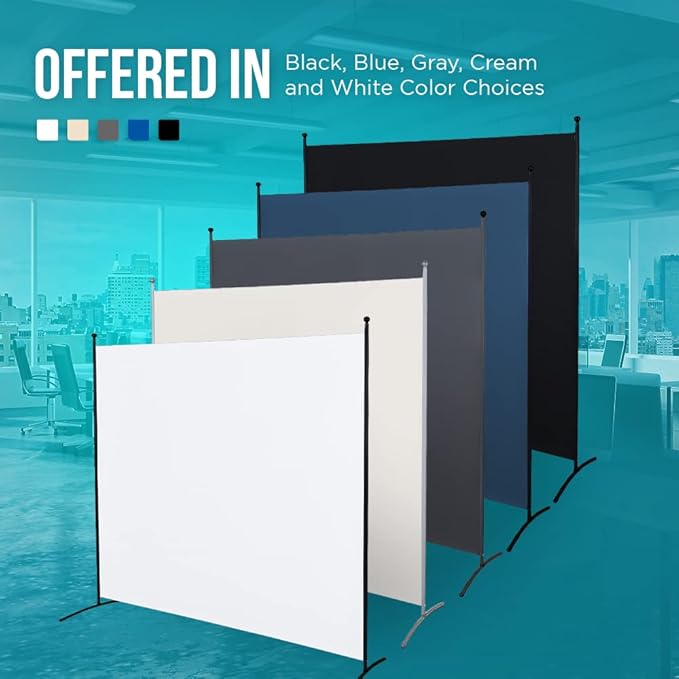 Steel-AID Single-Panel Privacy Room Divider – Folding Partition Privacy Screen for Office, Classroom, Dorm Room, Kids Room, Studio, Conference - 71" x 72" - Easy to Assemble, Freestanding & Foldable