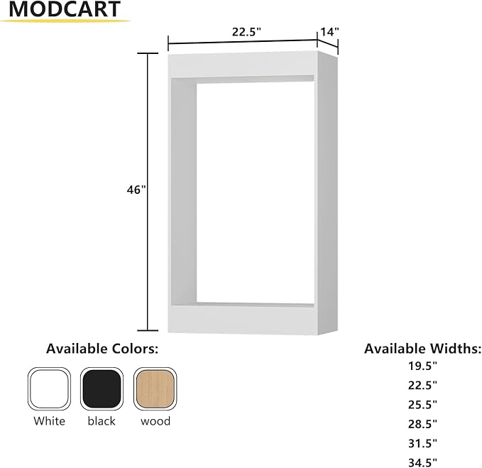 Double Hanging Closet Unit, Modular Closet System, Wood Closet System Organizer with Storage for Walk in Closets, Clothing Rack Wardrobe Closet for Hanging Clothes, Bedroom, White, 22.5" W