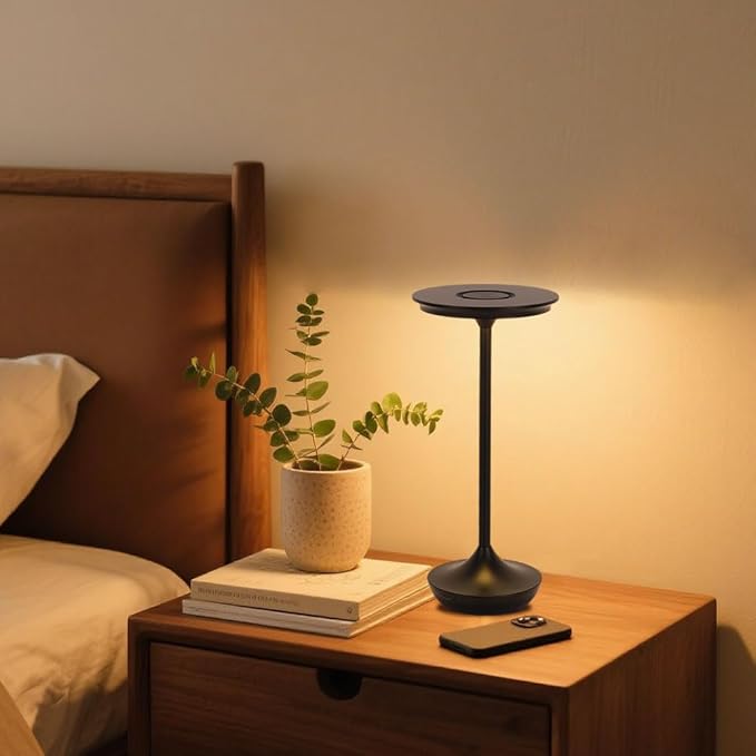 Rechargeable Cordless Table Lamp,Portable Outdoor Battery Operated LED Table Light Touch Control 3 Color Dimmable for Bedroom, Patio, Cofee,Dining Home,Restaurant&Living Room-Black