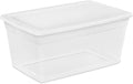 Sterilite 90 Qt Storage Box, Stackable Bin with Lid, Plastic Container to Organize Clothes, Blankets, Towels in Closet, Clear with White Lid, 1-Pack