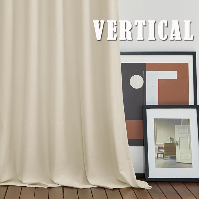 RYB Home Beige Velvet Curtains 84 inches - Curtains for Living Room, Thermal Insulated Noise Reducing Panels Soft Luxury Window Decor for Kids Bedroom, Width 52 x Length 84 inch, Beige, 2 Panels