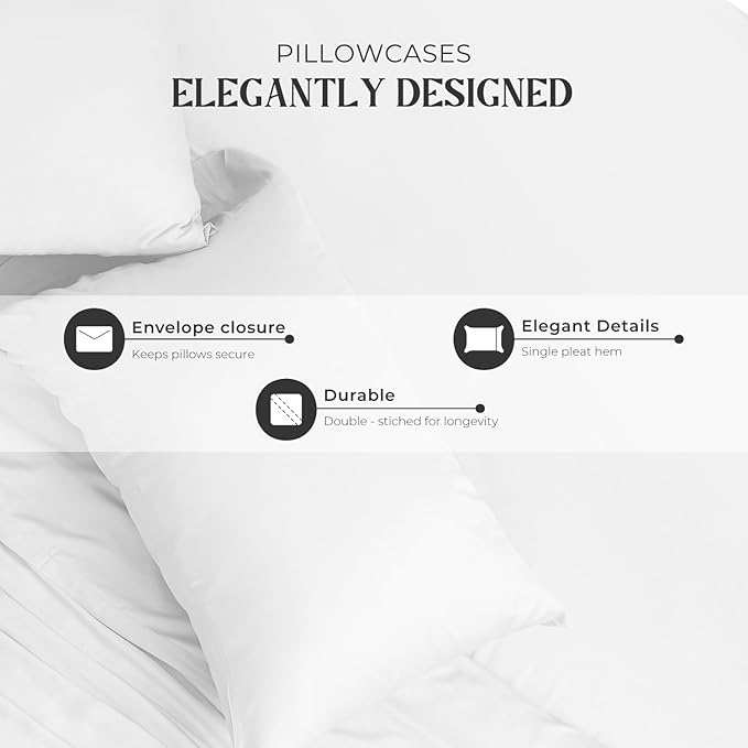 Mayfair Linen 100% Egyptian Cotton California King Sheets Set - 2000 Series Luxury Sheets Cal King Size Bed Set, Silky Soft & Cooling, 17" Extra Deep Pocket Hotel Collection Sheet (4 PC, White)